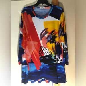 Jess & Jane Women's Long Sleeve Abstract Dress - Multicolor